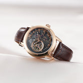 Best Affordable Luxury Rose Gold & Zirconia Case Mens Automatic Tourbillon Style Dial Dress Watches - OBLVLO VMQ Series